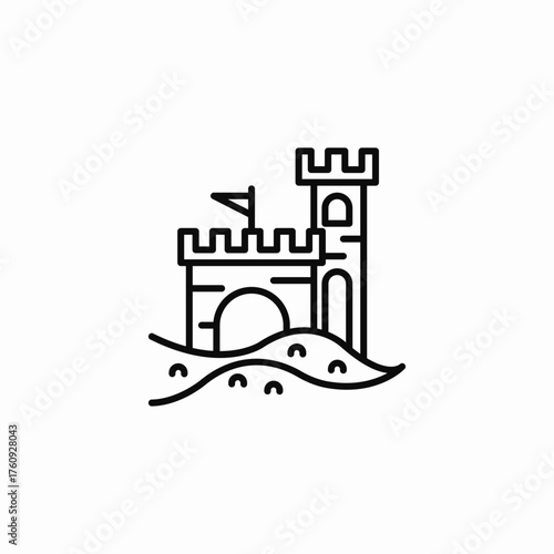 sand castle flag icon sign vector