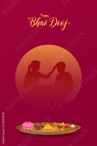 Bhai Dooj. silhouette with thali. Bhai Dooj Sale. Story.