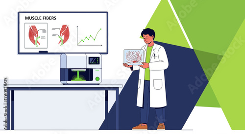 Scientist Explores 3D Printed Muscle Fibers in Advanced Biomedical Engineering Lab