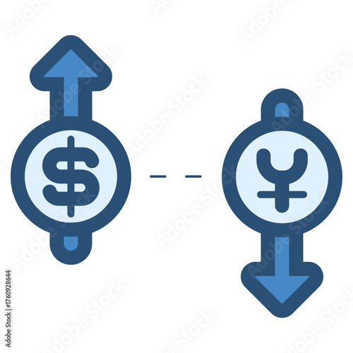 currency rate dollar and yen icon