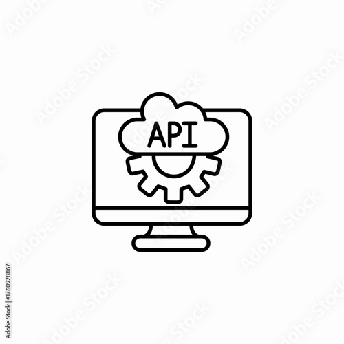 api cloud gear icon sign vector
