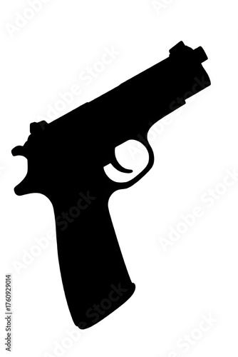 black handgun silhouette on white background