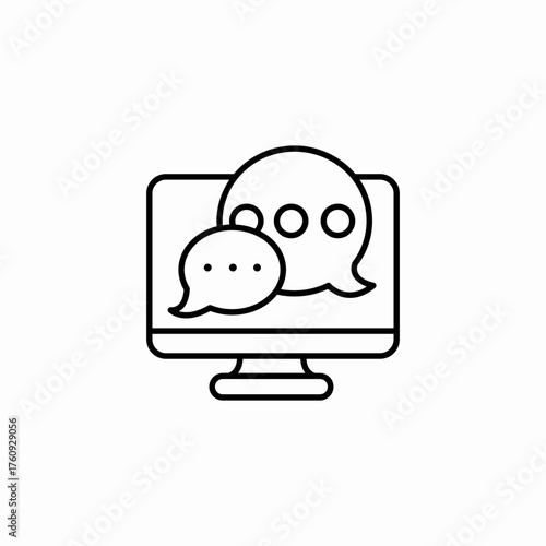 chat bubble monitor icon sign vector