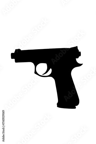 black handgun silhouette on white background