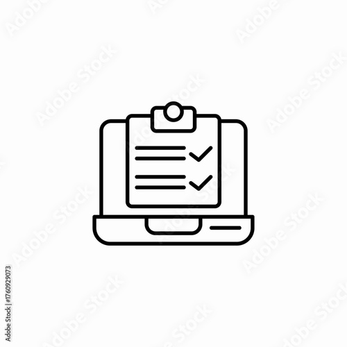 checklist laptop screen icon sign vector