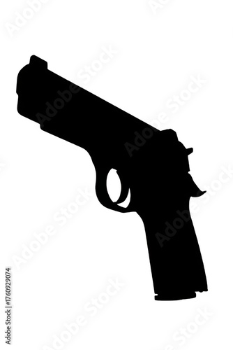 black handgun silhouette on white background