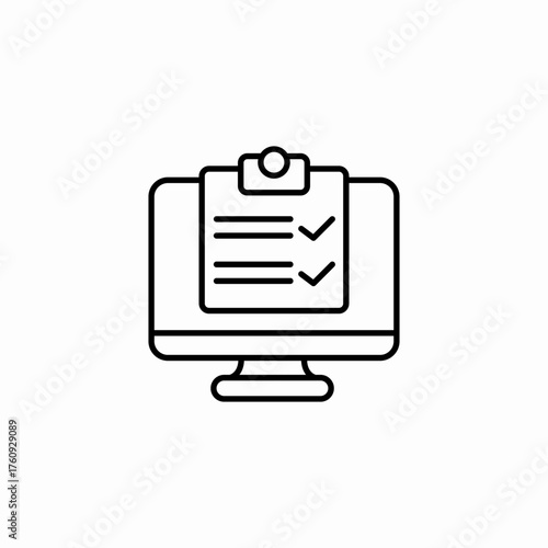 checklist monitor screen icon sign vector