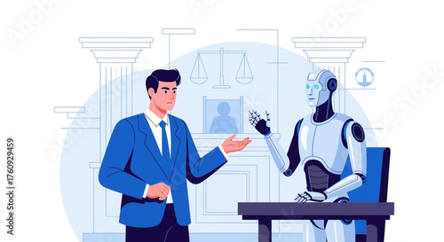 The interaction between a lawyer and a robot in court exploring the implications of ai in legal