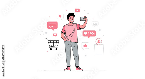 Trendy Influencer Capturing Content for Online Shopping and Social Media Engagement