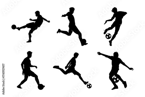Soccer Kicking and Dribbling Silhouettes