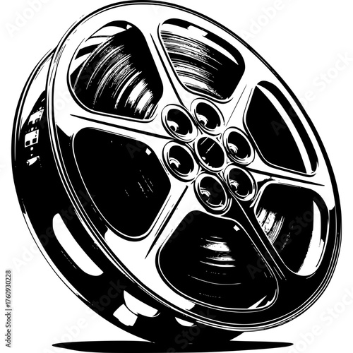 Silver Screen Reel: A monochrome image captures a vintage film reel. This classic cinema symbol evokes a sense of nostalgia, transporting viewers to a bygone era of movie-making magic.