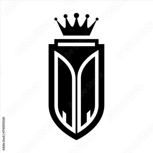 QQ Vector logo initials shield with royal crown minimalist, elegant style