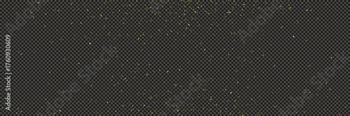 Gold glittering dust with stars on transparent backdrop