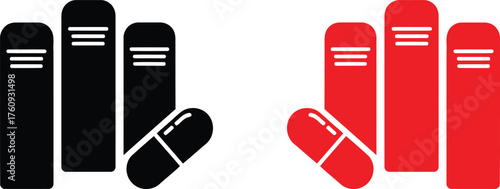 Abstract of Pill and Simple Bar Graphs in Red and Black Colors