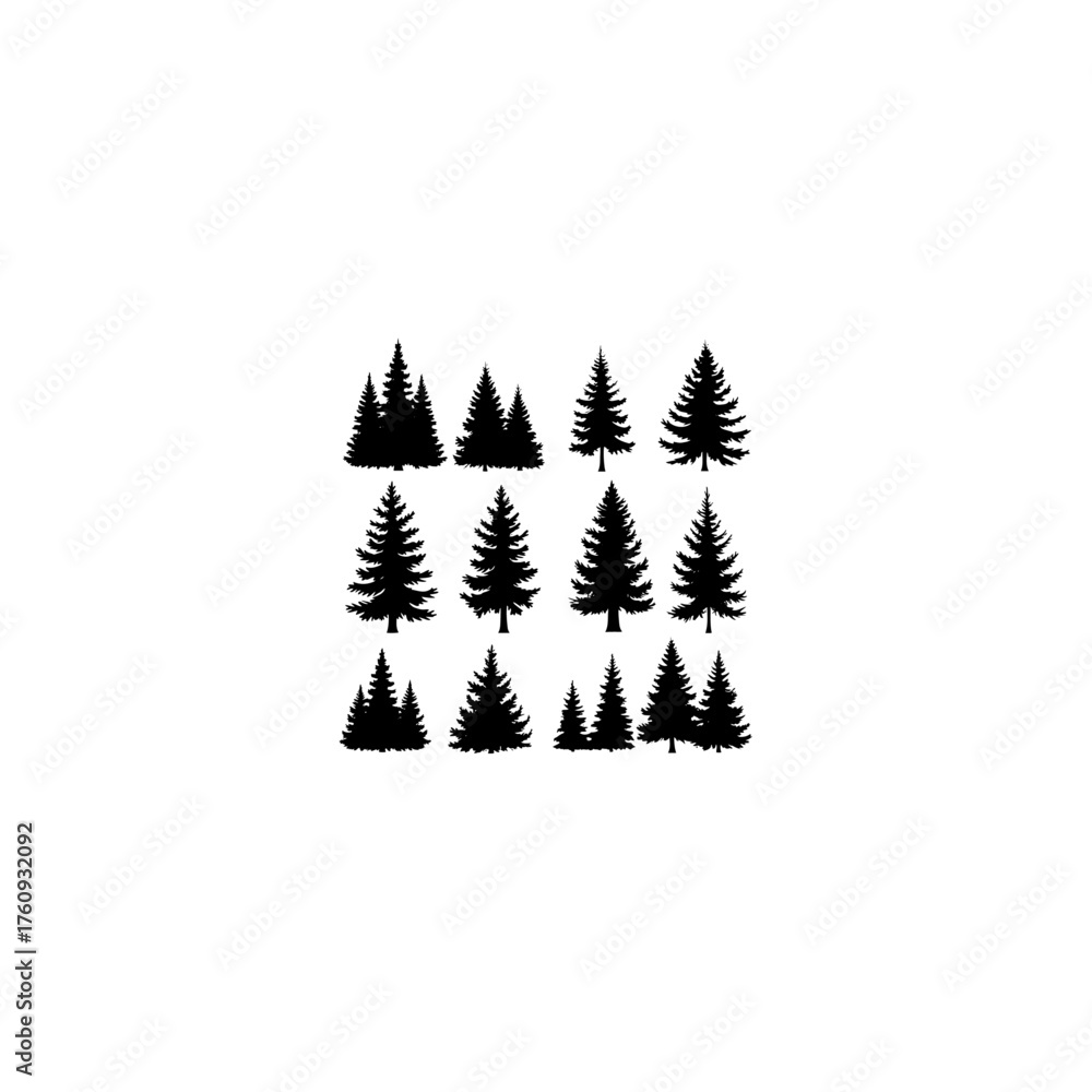 Obraz premium Christmas Trees Pictogram Set 