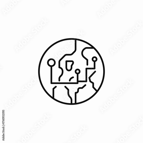 globe circuit lines icon sign vector