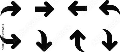 Arrow Icons Set, Navigation Signs, Directional Symbols, Up, Down, Left, Right, Isolated