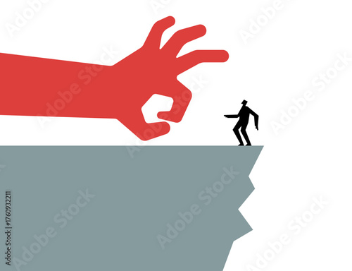 A small person standing in front of big power concept illustration