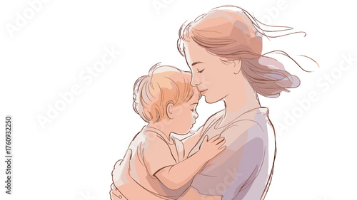 A tender moment of a mother and child, filled with love and warmth.