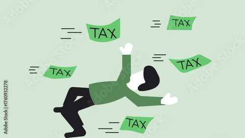 Dodging tax words, conceptual illustration of tax reduction illustration