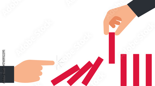 Stop further destruction domino effect illustration