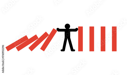 Stop further destruction domino effect illustration