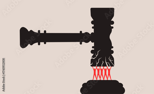 United people together stopping gavel breaking illustration