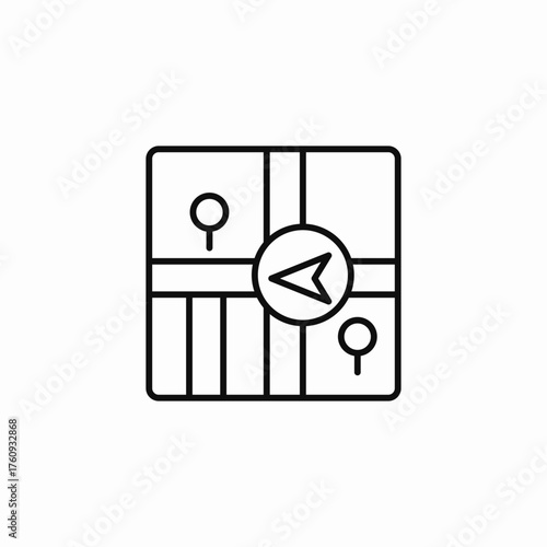 map with compass icon sign vector