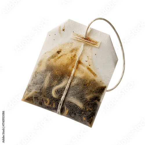 Used Tea Bag Isolated on Transparent Background