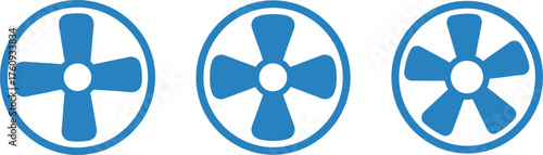 Blue Propeller Fans Icons Set with Transparent Background Design