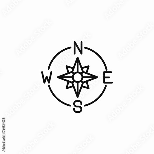 simple directional compass icon sign vector