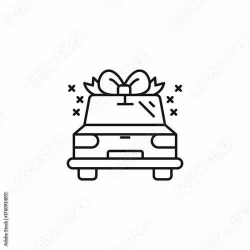 car with bow icon sign vector