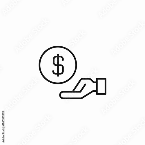 hand holding coin icon sign vector
