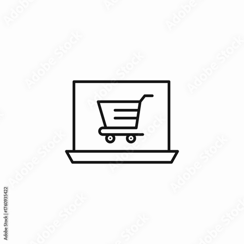 laptop with cart icon sign vector