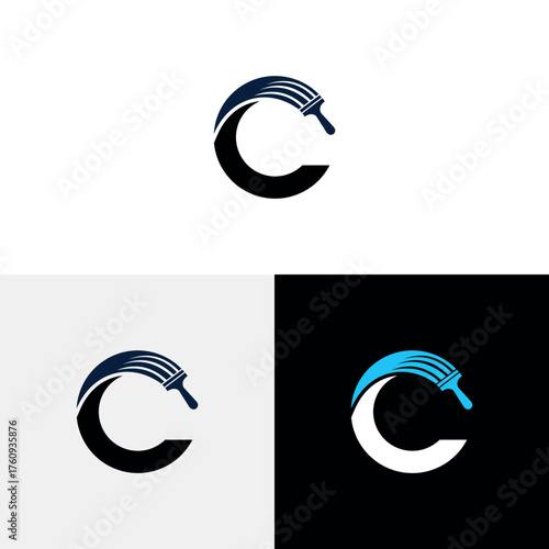 Creative Letter C Paint Brush Logo Design
