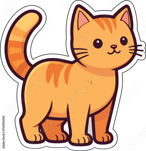 Cute orange tabby cat cartoon vector illustration