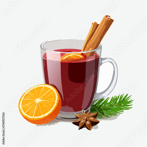Glühwein-Tasse mit Zimt und Orange