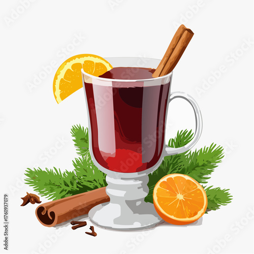 Glühwein-Tasse mit Zimt und Orange