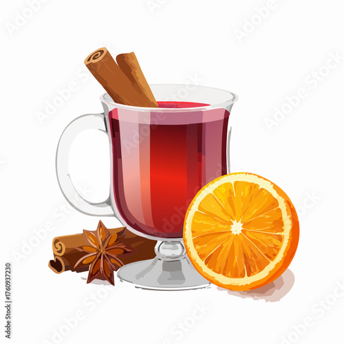 Glühwein-Tasse mit Zimt und Orange