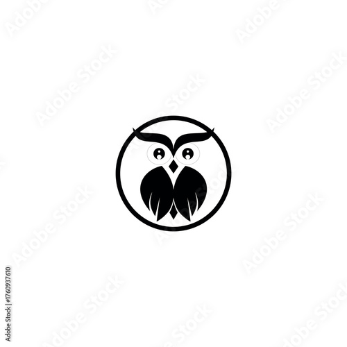 Minimalist Flat Owl Face Logo Icon