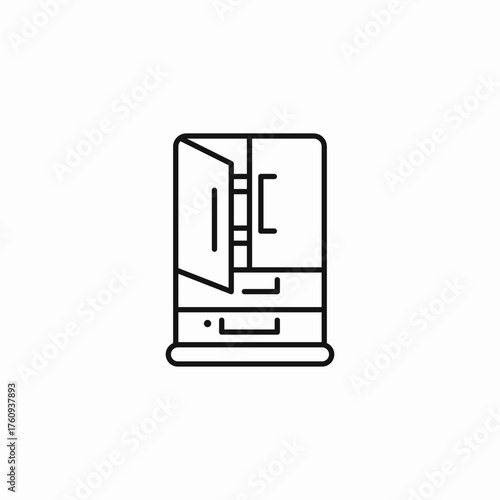 open cabinet drawer icon sign vector