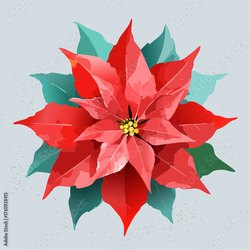 Roter Weihnachtsstern in Aquarell-Optik