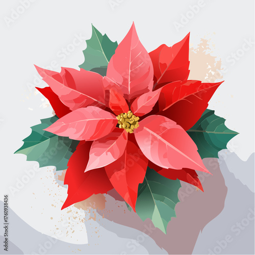 Roter Weihnachtsstern in Aquarell-Optik