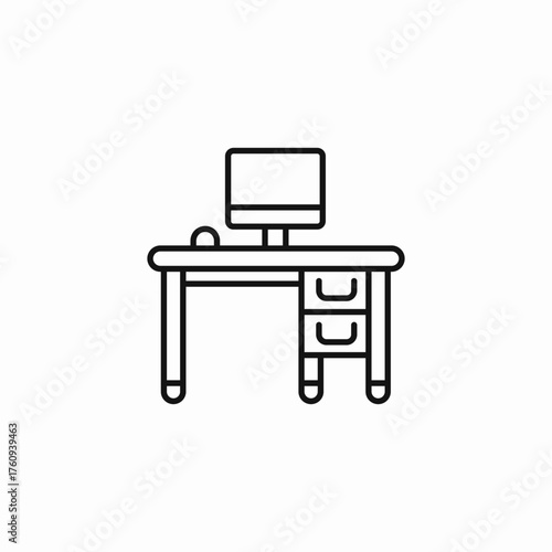 computer drawer desk icon sign vector