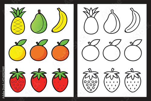 Vibrant and fresh assortment of delicious fruits in a colorful vector illustration
