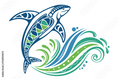Vector art of shark jumping out of water vector art