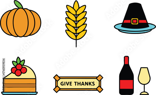 Festive thanksgiving autumn harvest celebration with pumpkins leaves and gourds