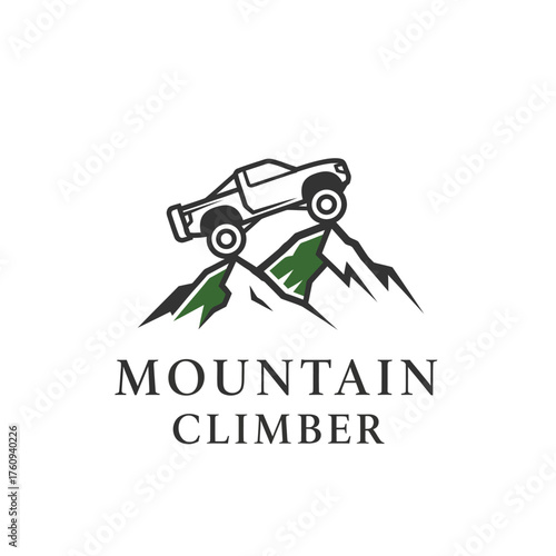 Offroad Mountain Climber Adventure Logo Vector