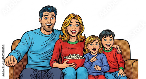Family watching a Christmas movie