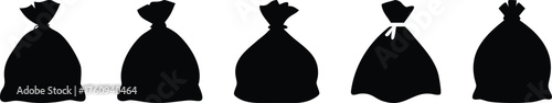 Tied Plastic Trash Bag Vector Design Garbage Bag Silhouette Illustration